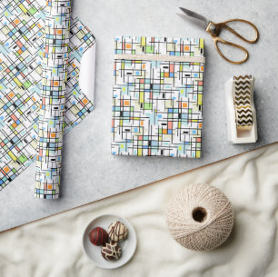 Stars op een ingecheckte achtergrond. cadeaupapier