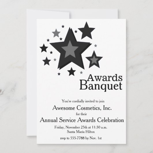 Stars op White Business Event Party Invite Kaart (Voorkant)