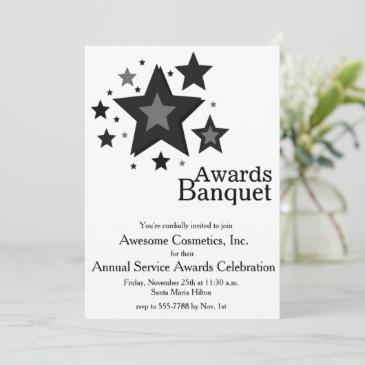 Stars op White Business Event Party Invite Kaart (Staand voorkant)
