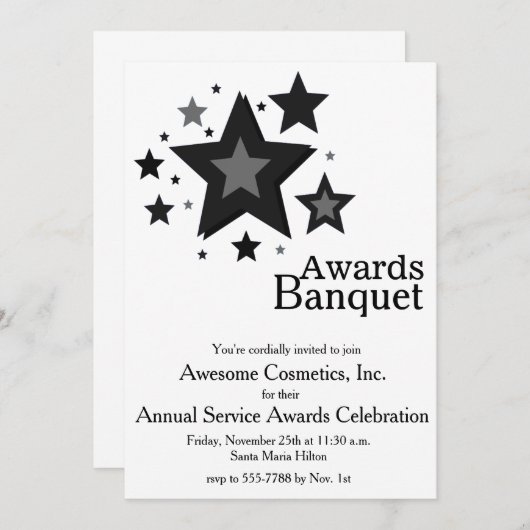 Stars op White Business Event Party Invite Kaart (Voorkant / Achterkant)