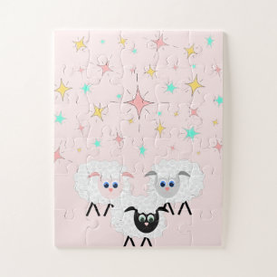 Stars over roze kinderen Puzzle Legpuzzel