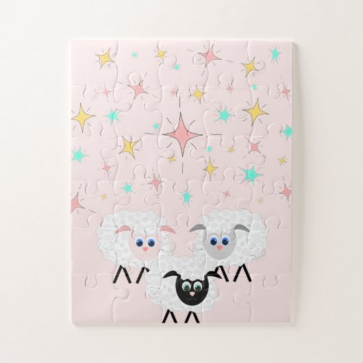 Stars over roze kinderen Puzzle Legpuzzel (Verticaal)