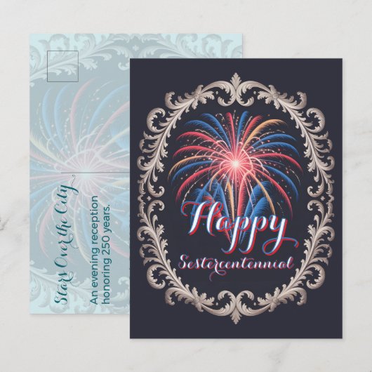 Stars Over the City • 1776–2026 Reception Invite Briefkaart (Voorkant / Achterkant)