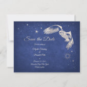 Stars Owl Blue Wizard Magic Weddenschap Save The Date (Voorkant)