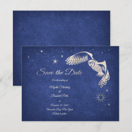 Stars Owl Blue Wizard Magic Weddenschap Save The Date