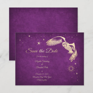 Stars Owl Paarse Wizard Magic Weddenschap Save The Date