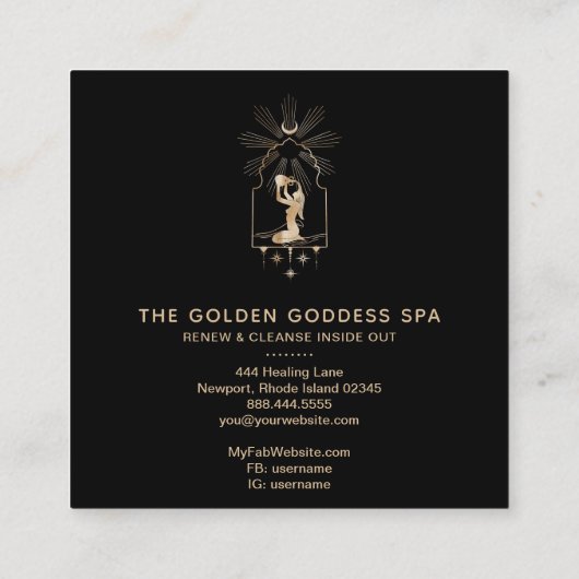 *~* Stars Palms Goddess Moon Bath Sea Shells Spa Vierkante Visitekaartje (Achterkant)