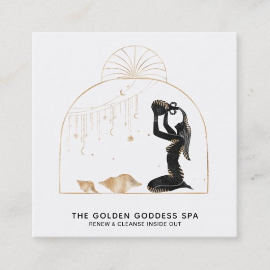 *~* Stars Palms Goddess Moon Bath Sea Shells Spa Vierkante Visitekaartje (Voorkant)