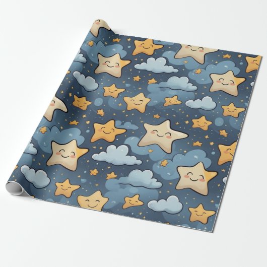 Stars patroon cadeaupapier (Uitgerold)