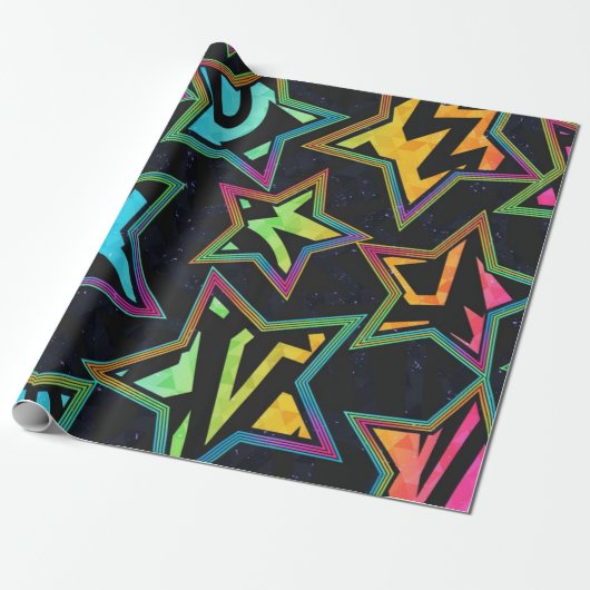 Stars patroon cadeaupapier (Uitgerold)