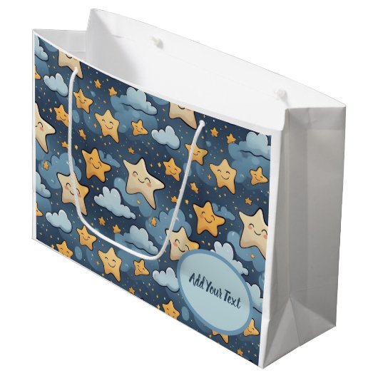 Stars patroon groot cadeauzakje (Voorkant Gekanteld)