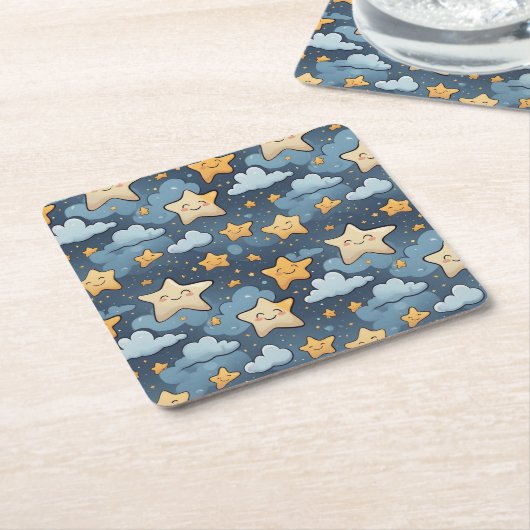 Stars patroon kartonnen onderzetters (Schuin)