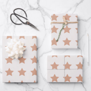 Stars Pattern Beige Earth Tones Inpakpapier Vel