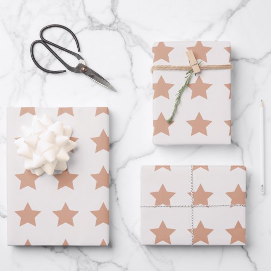 Stars Pattern Beige Earth Tones Inpakpapier Vel (Voorkant)