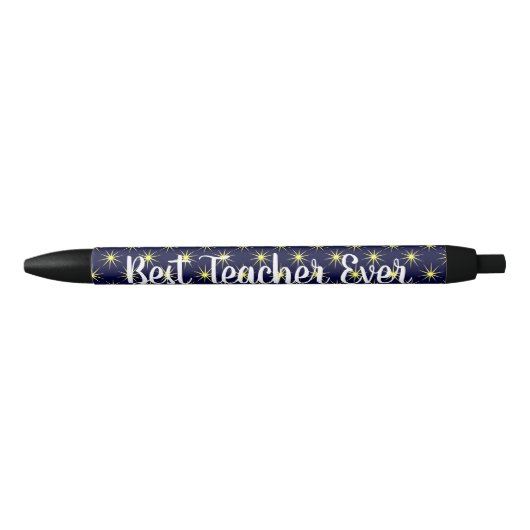 Stars Pattern Best Teacher Ever Blauwe Inkt Pen (Voorkant)
