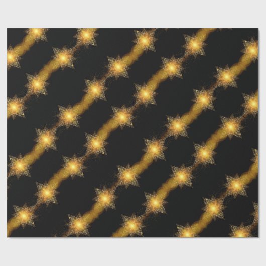 Stars Pattern Black en Gold Star Lights Elegant Cadeaupapier (Vlak)