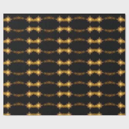 Stars Pattern Black en Gold Star Lights Elegant Cadeaupapier (Vlak)