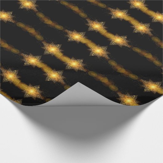 Stars Pattern Black en Gold Star Lights Elegant Cadeaupapier (Hoek)