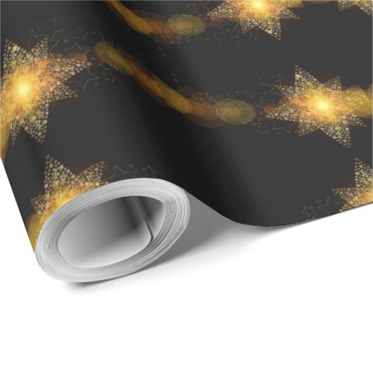 Stars Pattern Black en Gold Star Lights Elegant Cadeaupapier (Rol Hoek)