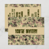 Stars Pattern in Camo Colors - Birthday Party Kaart (Voorkant / Achterkant)