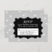 Stars Pattern in Grey and White Quinceanera RSVP Kaartje (Voorkant / Achterkant)