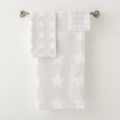 Stars Pattern Minimalist Soft Beige Neutraal Bad Handdoek (Insitu)