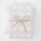 Stars Pattern Minimalist Soft Beige Neutraal Inpakpapier Vel (In situ)