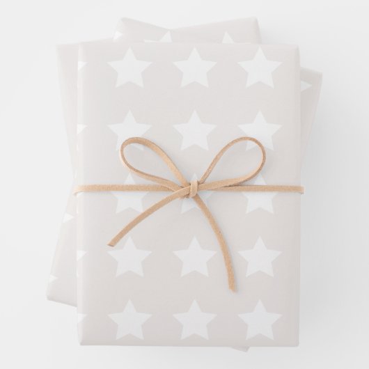 Stars Pattern Minimalist Soft Beige Neutraal Inpakpapier Vel (In situ)