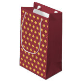 Stars Pattern Trending Colors Maroon Gold Klein Cadeauzakje (Achterkant Gekanteld)