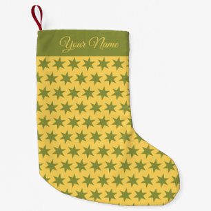 Stars Pattern Trendy Colors Gold Green Yellow Name Kleine Kerstsok