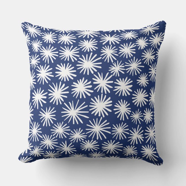 Stars Pattern - White op Blue #1D336D Kussen (Voorkant)