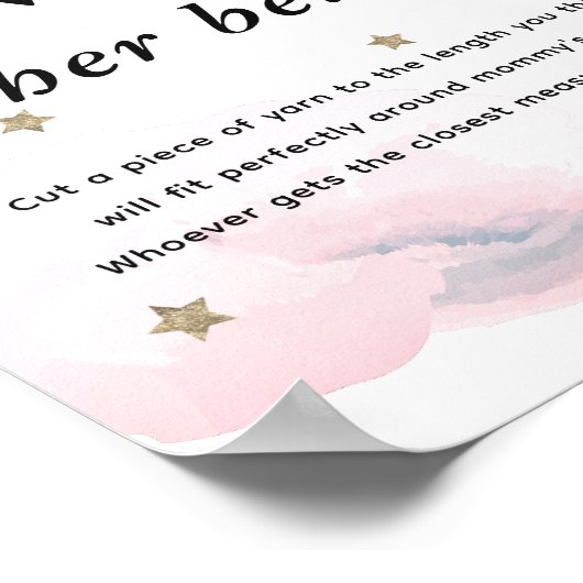 Stars & Pink Clouds Baby shower Hoe groot Haar Bui Poster (Hoek)