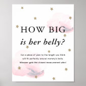 Stars & Pink Clouds Baby shower Hoe groot Haar Bui Poster (Voorkant)
