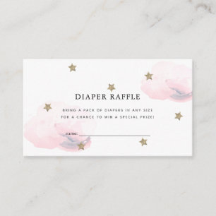 Stars Pink Clouds Baby shower Luier Raffle Ticket Informatiekaartje