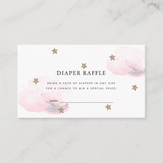 Stars Pink Clouds Baby shower Luier Raffle Ticket Informatiekaartje (Voorkant)