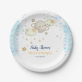 Stars Planet Clouds Blue Baby shower Papieren Bordje (Voorkant)