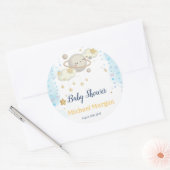 Stars Planet Clouds Blue Baby shower Ronde Sticker (Envelop)