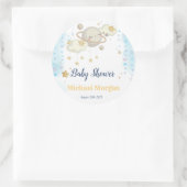 Stars Planet Clouds Blue Baby shower Ronde Sticker (Tas)