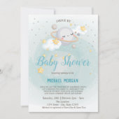 Stars, Planet, wolken rijden op Baby shower Kaart (Voorkant)
