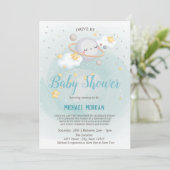 Stars, Planet, wolken rijden op Baby shower Kaart (Staand voorkant)