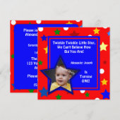 Stars Primary Colors Children's Photo Birthday Kaart (Voorkant / Achterkant)