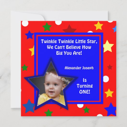 Stars Primary Colors Children's Photo Birthday Kaart (Voorkant)
