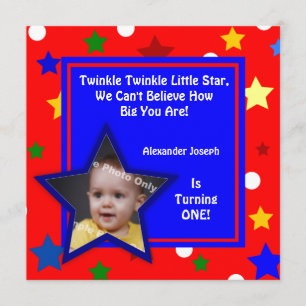 Stars Primary Colors Children's Photo Birthday Kaart