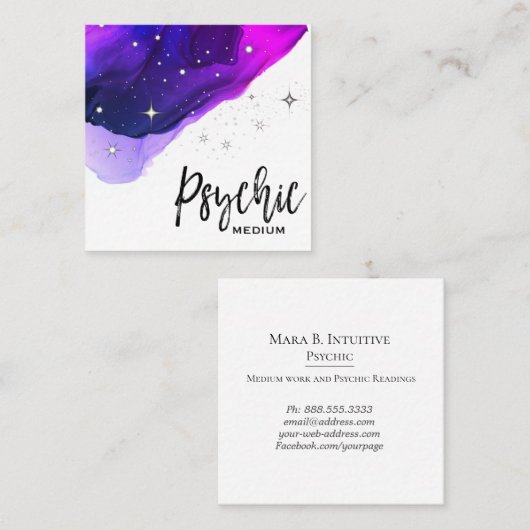 *~* Stars Psychische Middelgrote Waterverf Vierkante Visitekaartje (Voorkant / Achterkant)