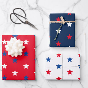 Stars, Red White Blue American Pattern Gift Inpakpapier Vel