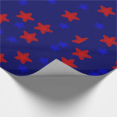 Stars Rood en blauw Gift Wrapping Paper Cadeaupapier (Hoek)