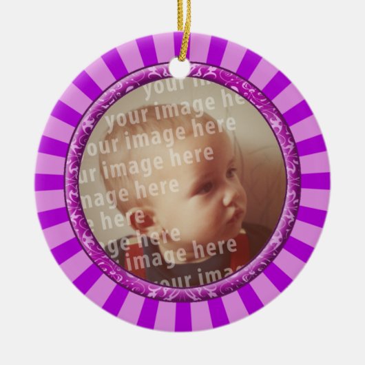 Stars Round Photo Lijst Keramisch Ornament (Voorkant)