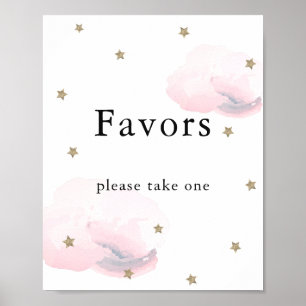 Stars & Roze wolken Baby shower Favors Sign Poster
