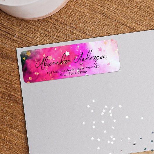 Stars roze wolken en Fancy grafisch Script Label