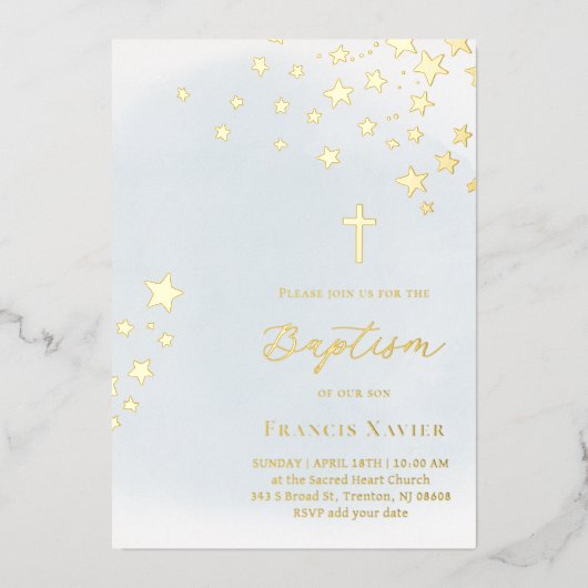 stars sky | Baptism  Folie Uitnodiging (Voorkant)
